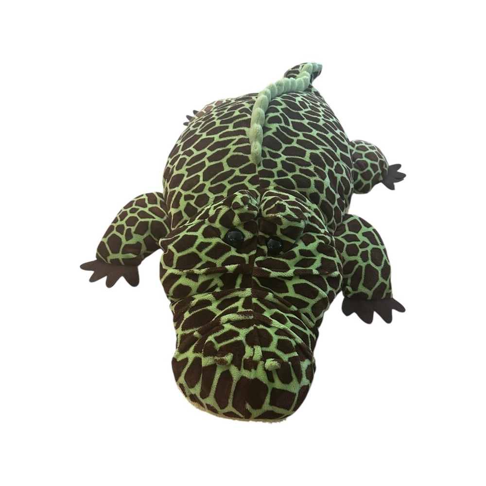 Vintage Old Navy Green and Brown Spot-Patterned‎ Plush Alligator 29" Rare